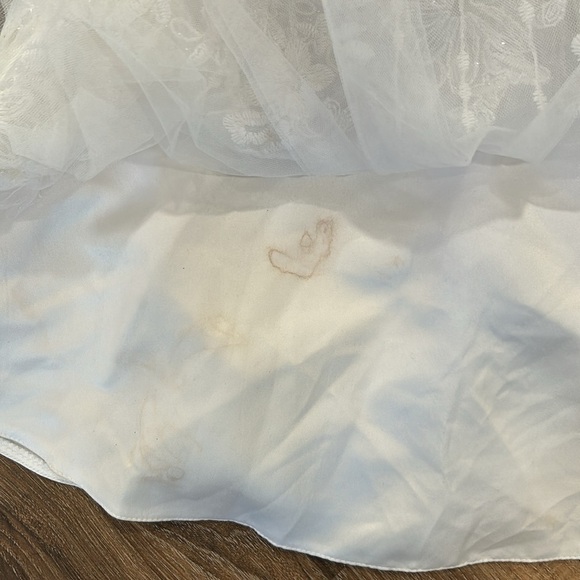 Pink butterfly asymmetrical girls white sparkle tulle floral design dress sz 2T - Picture 6 of 16